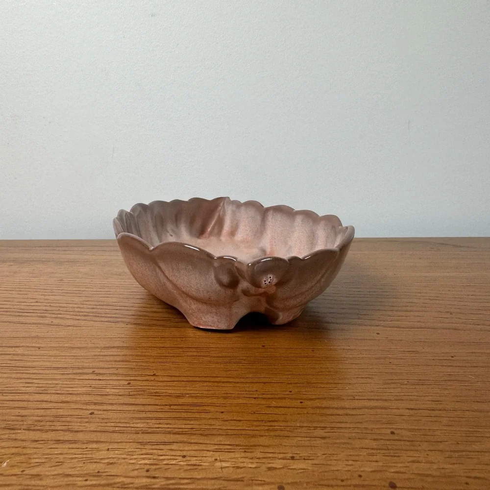 FRANKOMA 225 Leaf Candy Serving Trinket Ceramic‎ Brown Beige Vintage MCM